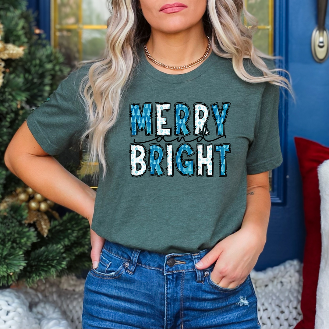 Merry And Bright - White and Blue