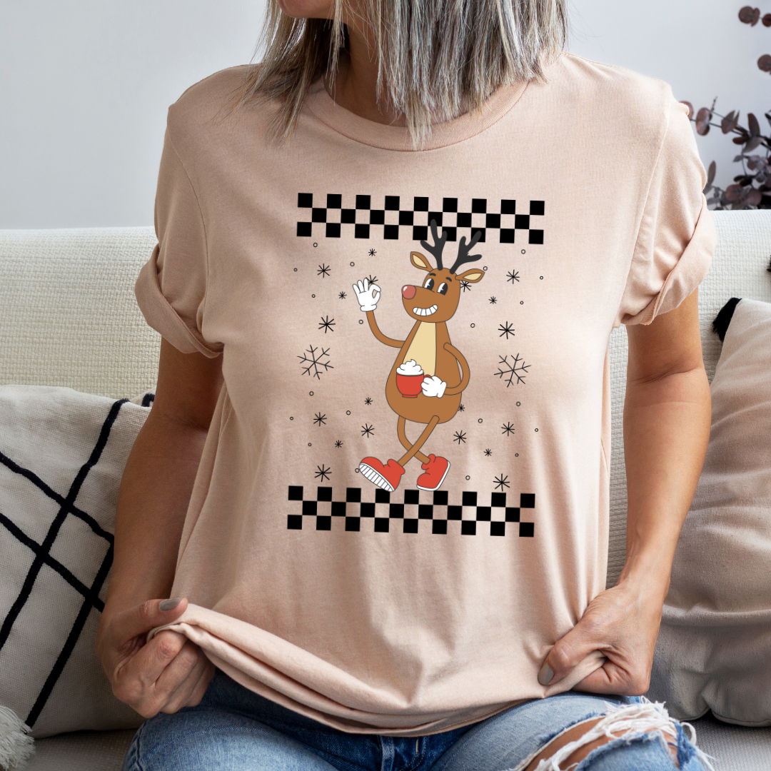 Retro Christmas Checkered - Reindeer