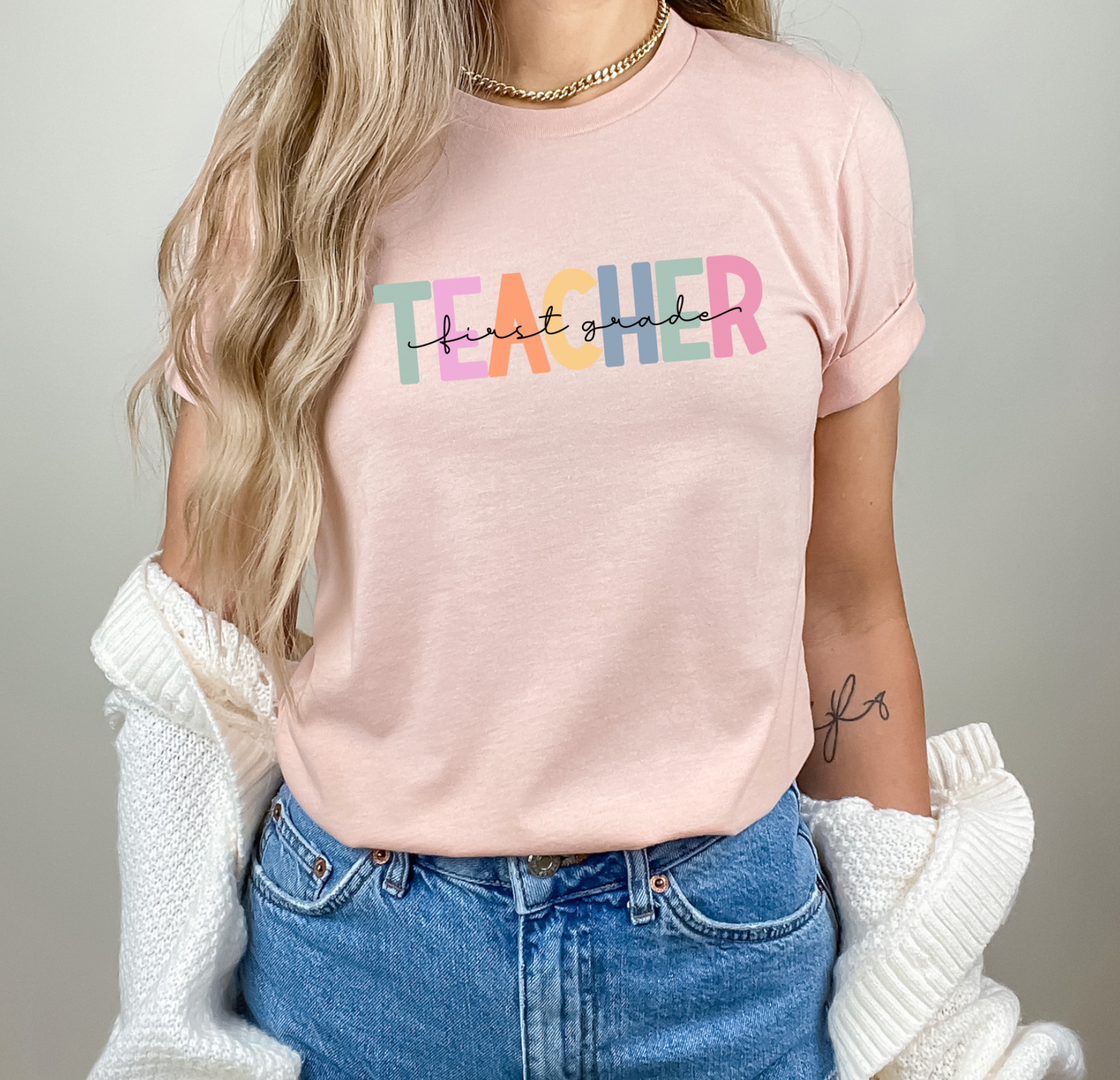 Custom Teacher Pastel Rainbow