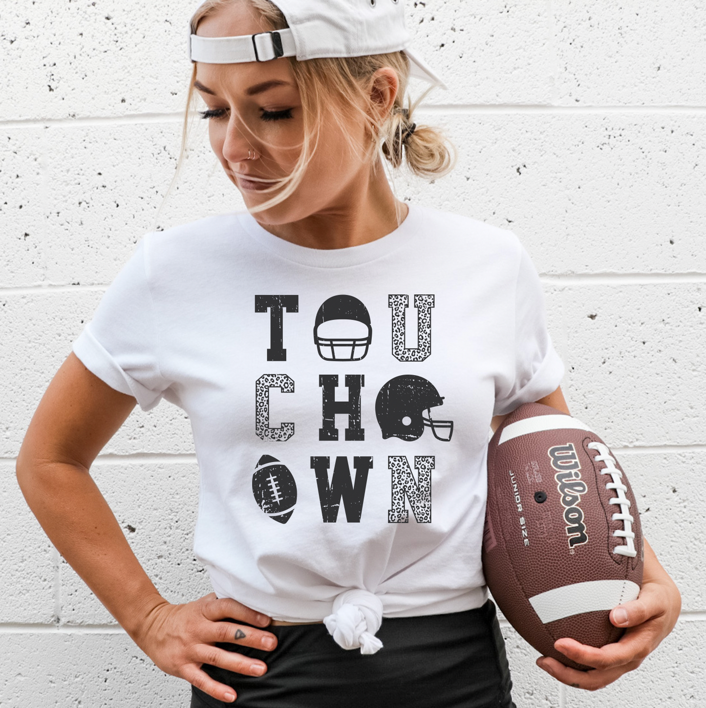 Distress Touchdown Football Leopard