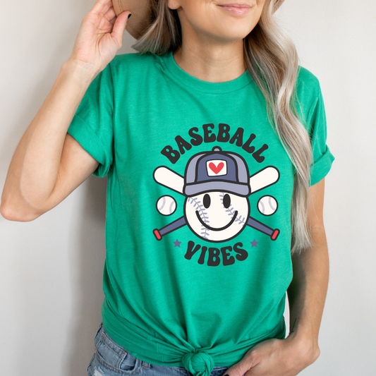 Baseball Vibes Smile Face Cap - Solid