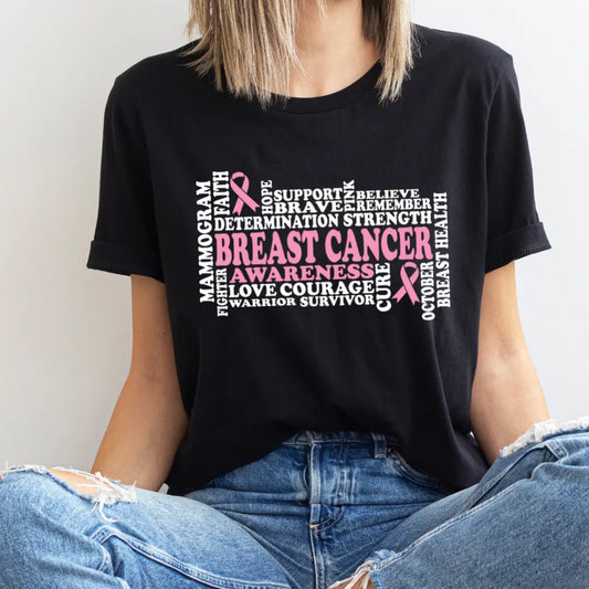 Breast Cancer Awareness Word Art White