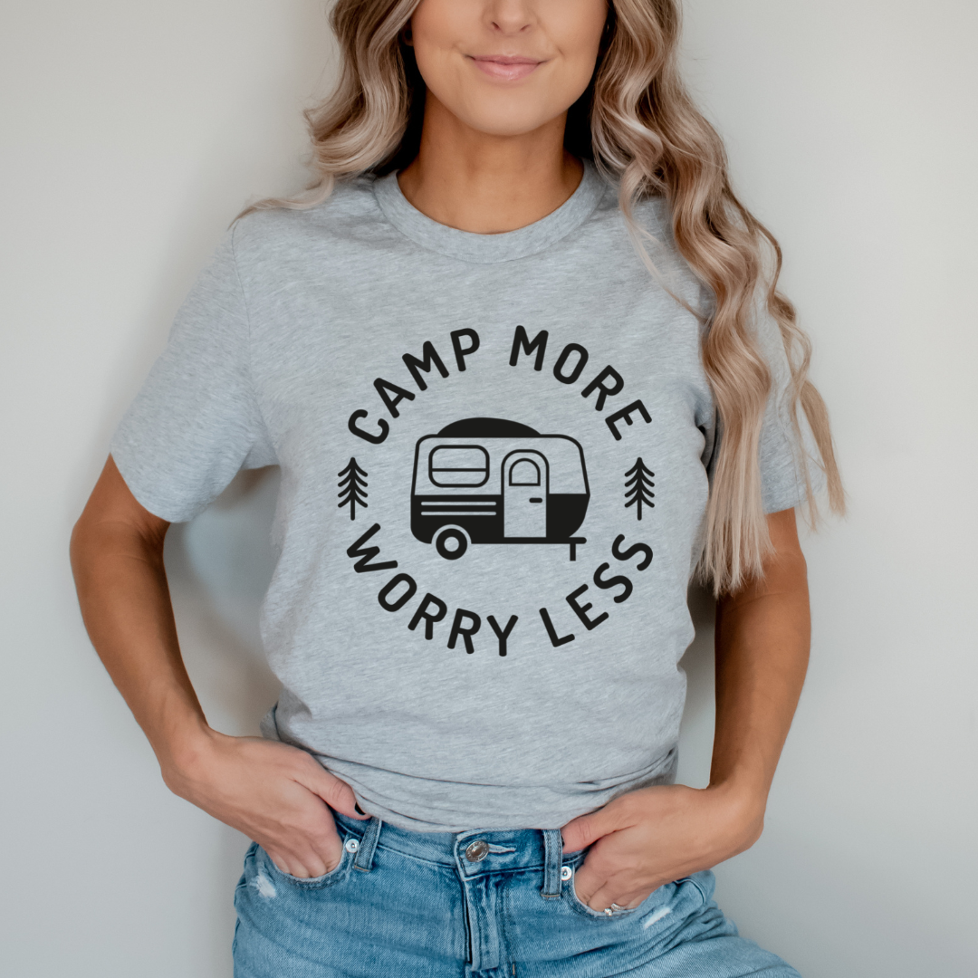 Camp More Worry Less Round Text