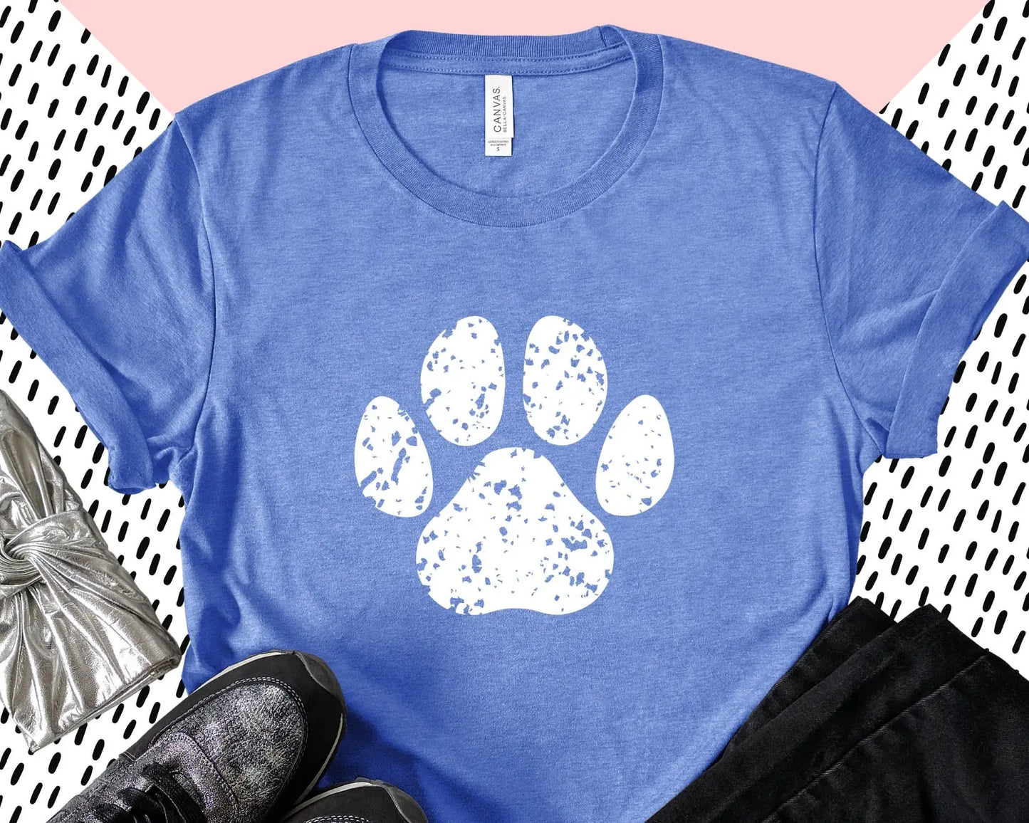 White Distressed Paw Print