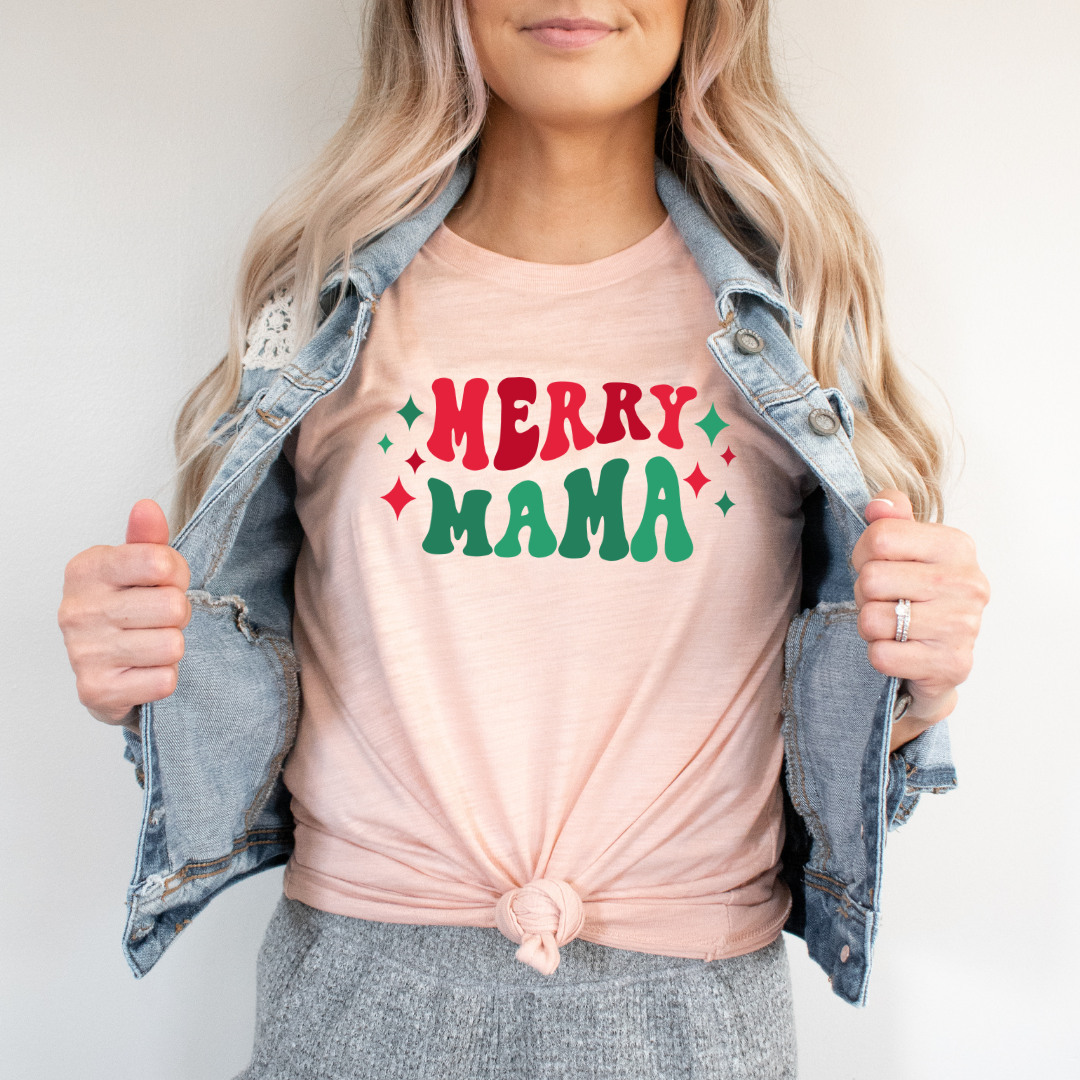 Merry Mama Wavy Text