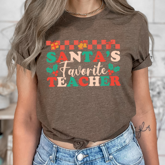 Santa's Favorite Teacher Checkered