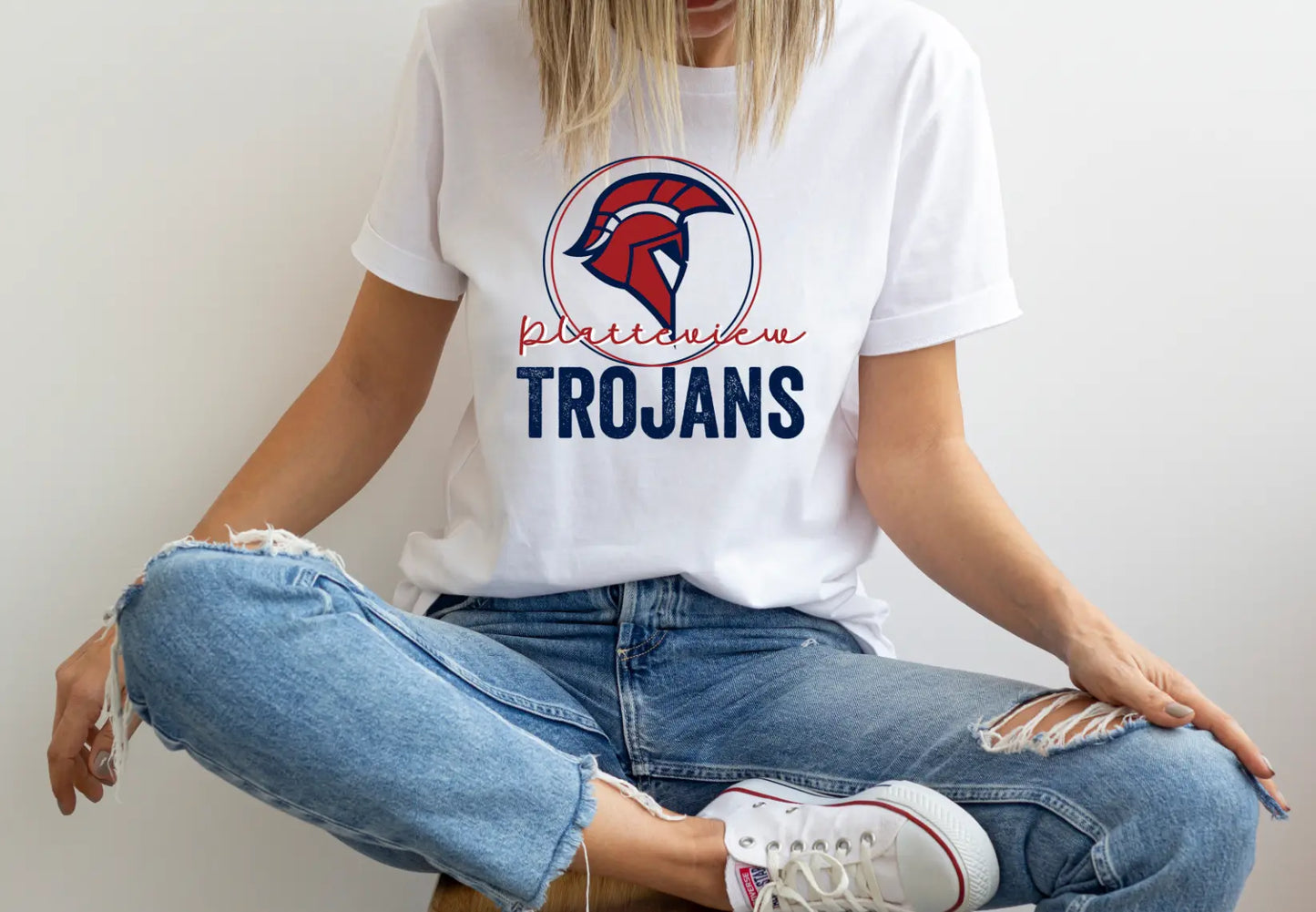 Platteview Trojans Cursive