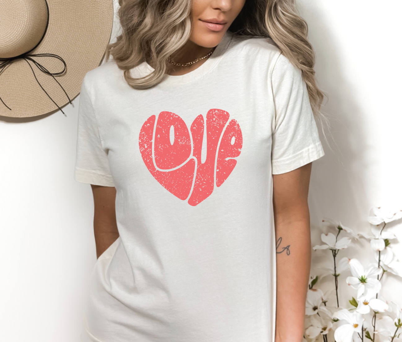 Soft Pink Love Heart Distressed