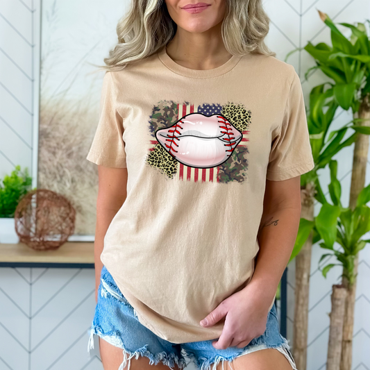 USA Flag Baseball Lips