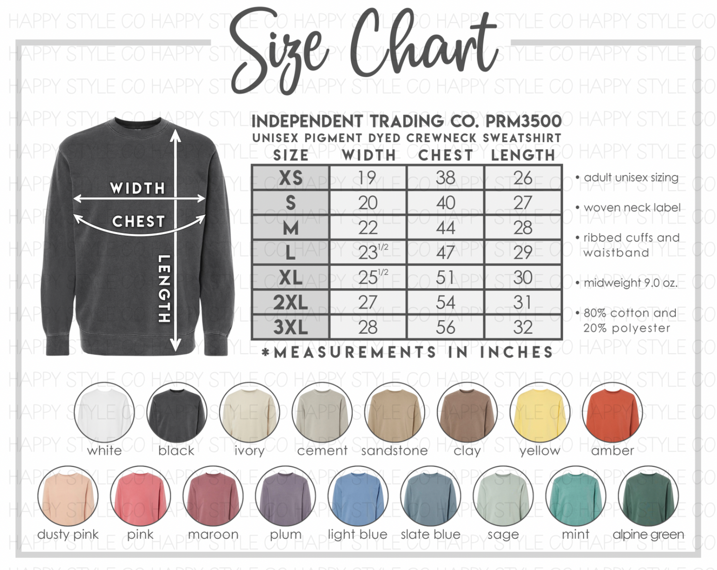 Unisex Midweight Pigment-Dyed Crew Neck Sweatshirt