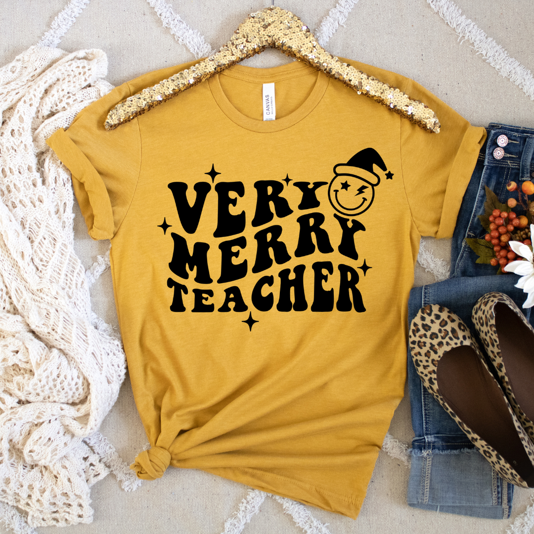 Very Merry Teacher Solid Black